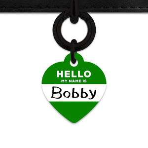 Bailey And Bone Pet Tag Dark Green Hello My Name Is Pet Tag