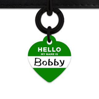 Bailey And Bone Pet Tag Dark Green Hello My Name Is Pet Tag