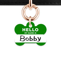 Bailey And Bone Pet Tag Dark Green Hello My Name Is Pet Tag