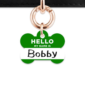Bailey And Bone Pet Tag Dark Green Hello My Name Is Pet Tag