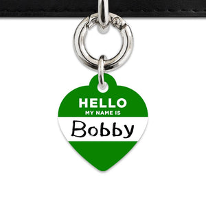 Bailey And Bone Pet Tag Dark Green Hello My Name Is Pet Tag