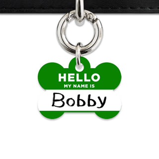 Bailey And Bone Pet Tag Dark Green Hello My Name Is Pet Tag