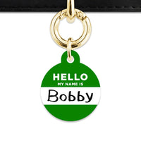 Bailey And Bone Pet Tag Dark Green Hello My Name Is Pet Tag