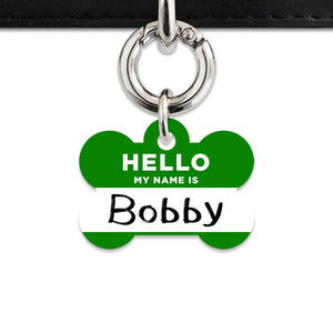 Bailey And Bone Pet Tag Dark Green Hello My Name Is Pet Tag