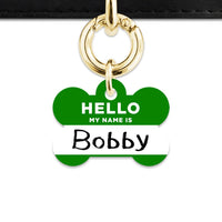 Bailey And Bone Pet Tag Dark Green Hello My Name Is Pet Tag