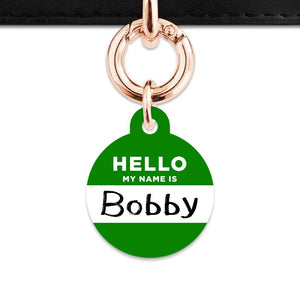 Bailey And Bone Pet Tag Dark Green Hello My Name Is Pet Tag
