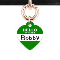 Bailey And Bone Pet Tag Dark Green Hello My Name Is Pet Tag