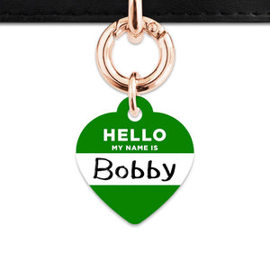 Bailey And Bone Pet Tag Dark Green Hello My Name Is Pet Tag