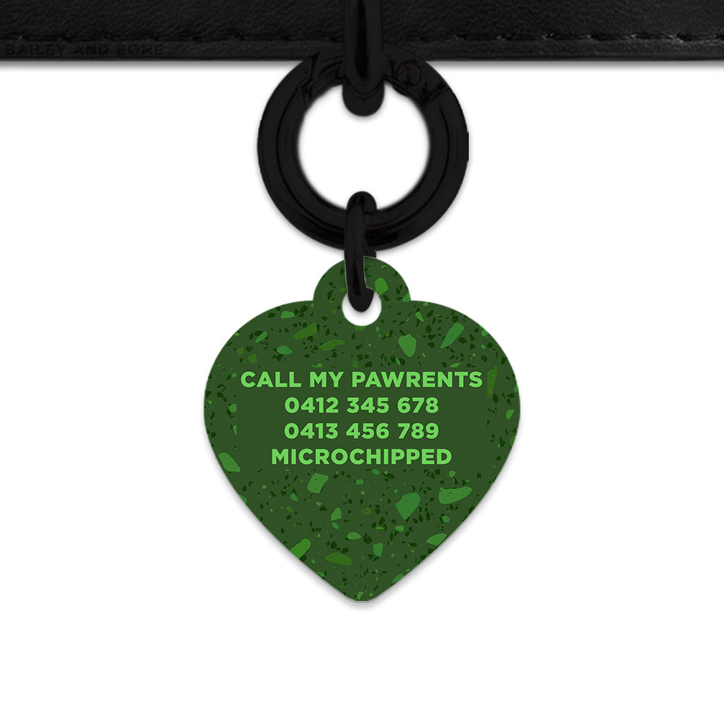 Bailey And Bone Pet Tag Dark Green Terrazzo Pet Tag