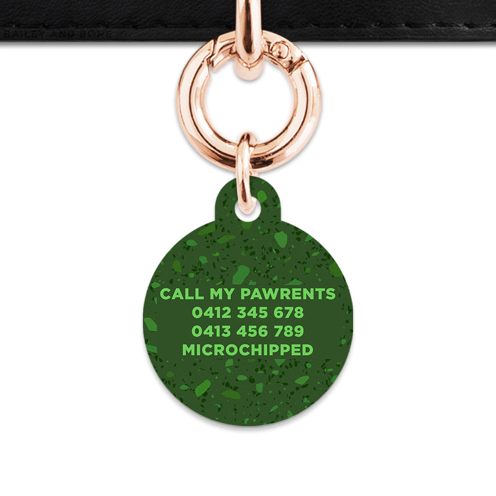 Bailey And Bone Pet Tag Dark Green Terrazzo Pet Tag