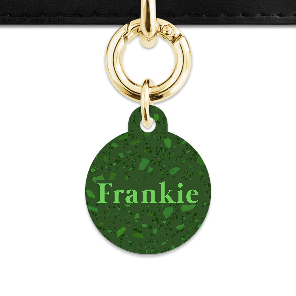 Bailey And Bone Pet Tag Dark Green Terrazzo Pet Tag