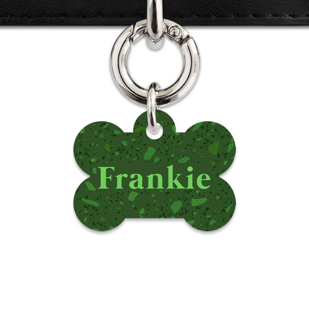 Bailey And Bone Pet Tag Dark Green Terrazzo Pet Tag