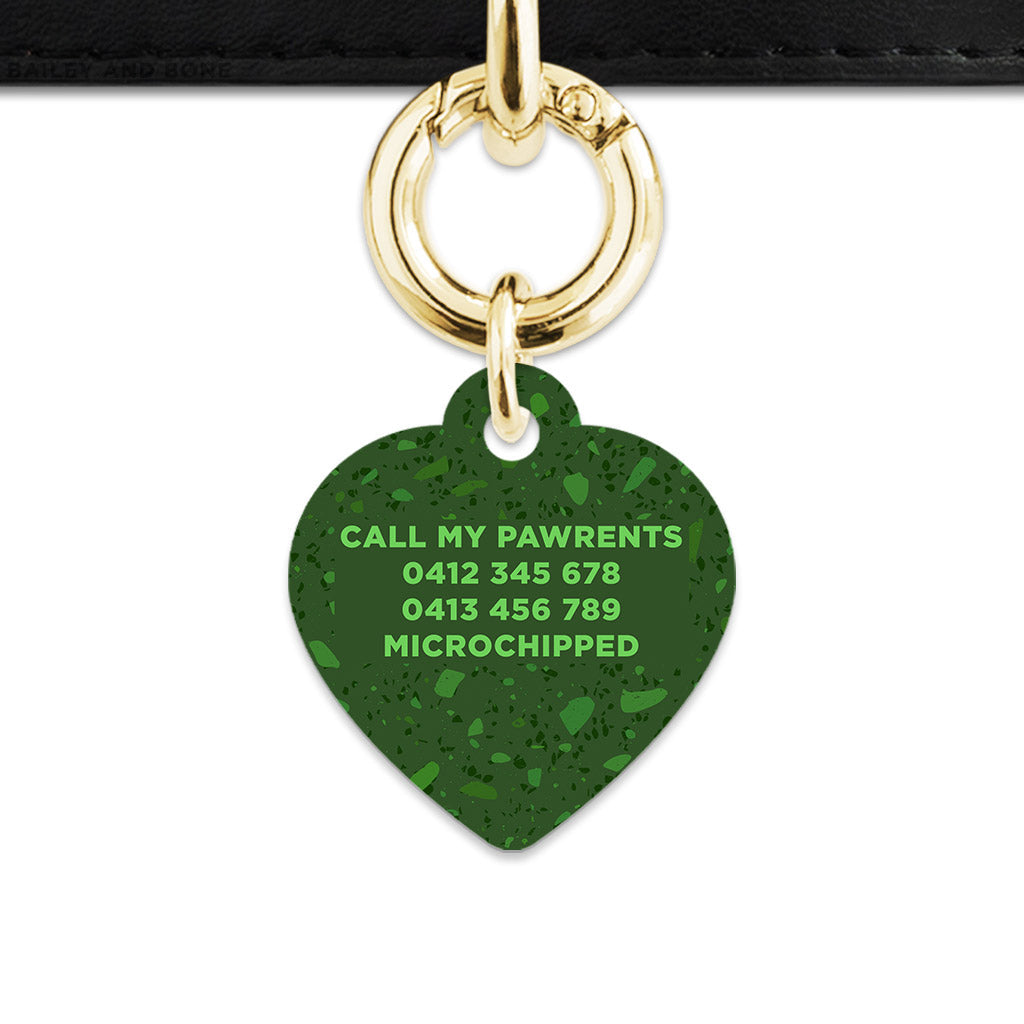 Bailey And Bone Pet Tag Dark Green Terrazzo Pet Tag