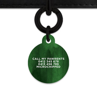 Bailey And Bone Pet Tag Dark Green Watercolour Pet Tag