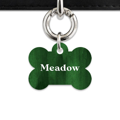 Bailey And Bone Pet Tag Dark Green Watercolour Pet Tag