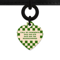 Bailey And Bone Pet Tag Green And Beige Checkers Pet Tag