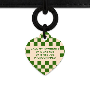 Bailey And Bone Pet Tag Green And Beige Checkers Pet Tag