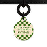 Bailey And Bone Pet Tag Green And Beige Checkers Pet Tag