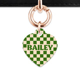 Bailey And Bone Pet Tag Green And Beige Checkers Pet Tag