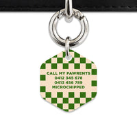Bailey And Bone Pet Tag Green And Beige Checkers Pet Tag