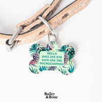 Bailey And Bone Pet Tag Green And Purple Ferns Pet Tag
