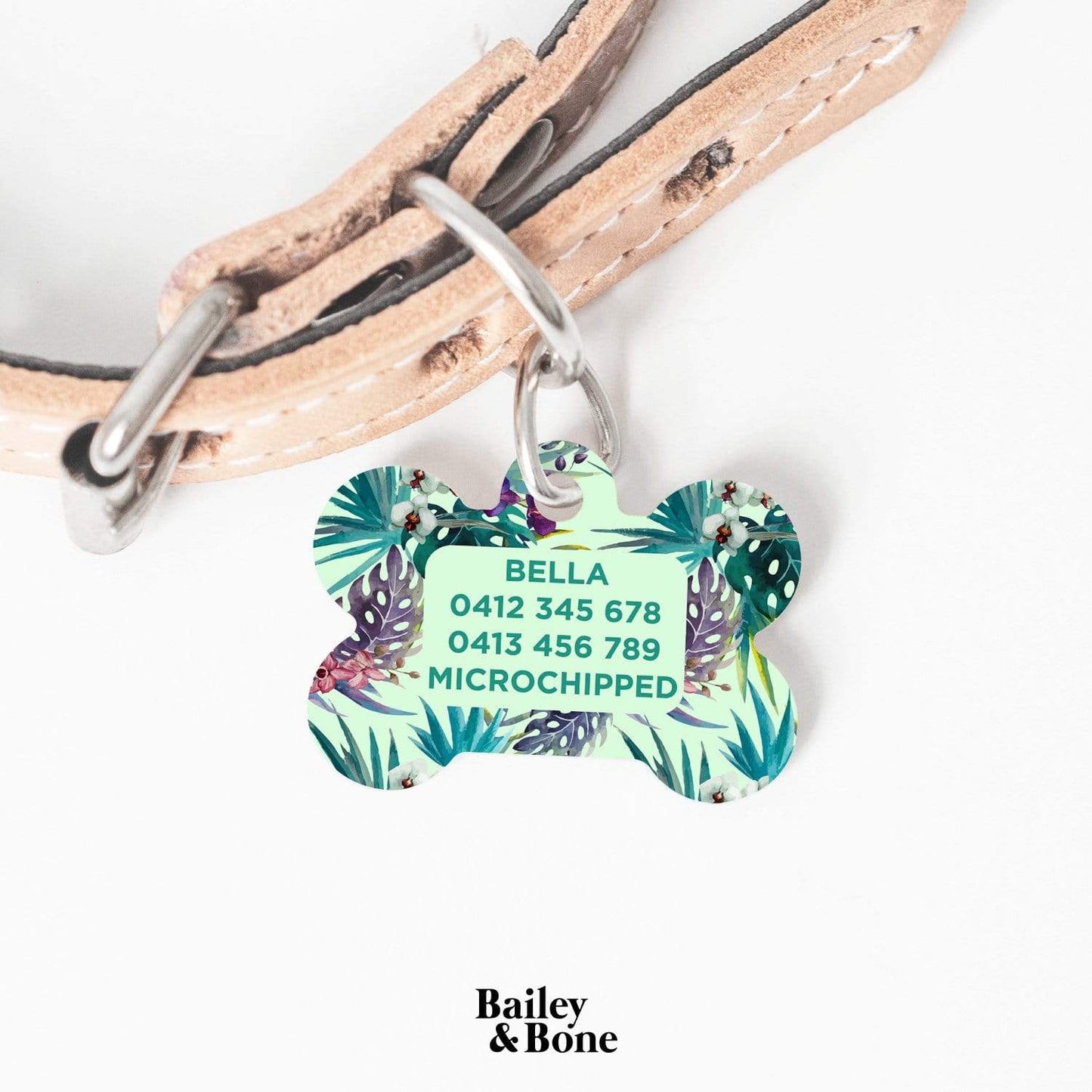 Bailey And Bone Pet Tag Green And Purple Ferns Pet Tag