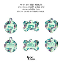 Bailey And Bone Pet Tag Green And Purple Ferns Pet Tag