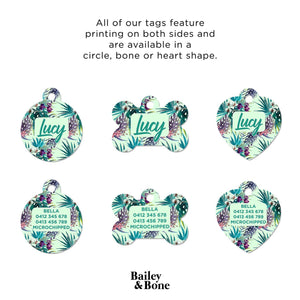 Bailey And Bone Pet Tag Green And Purple Ferns Pet Tag