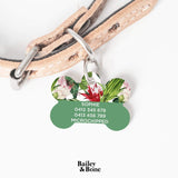 Bailey And Bone Pet Tag Green and Red Floral Pet Tag
