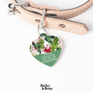 Bailey And Bone Pet Tag Green and Red Floral Pet Tag