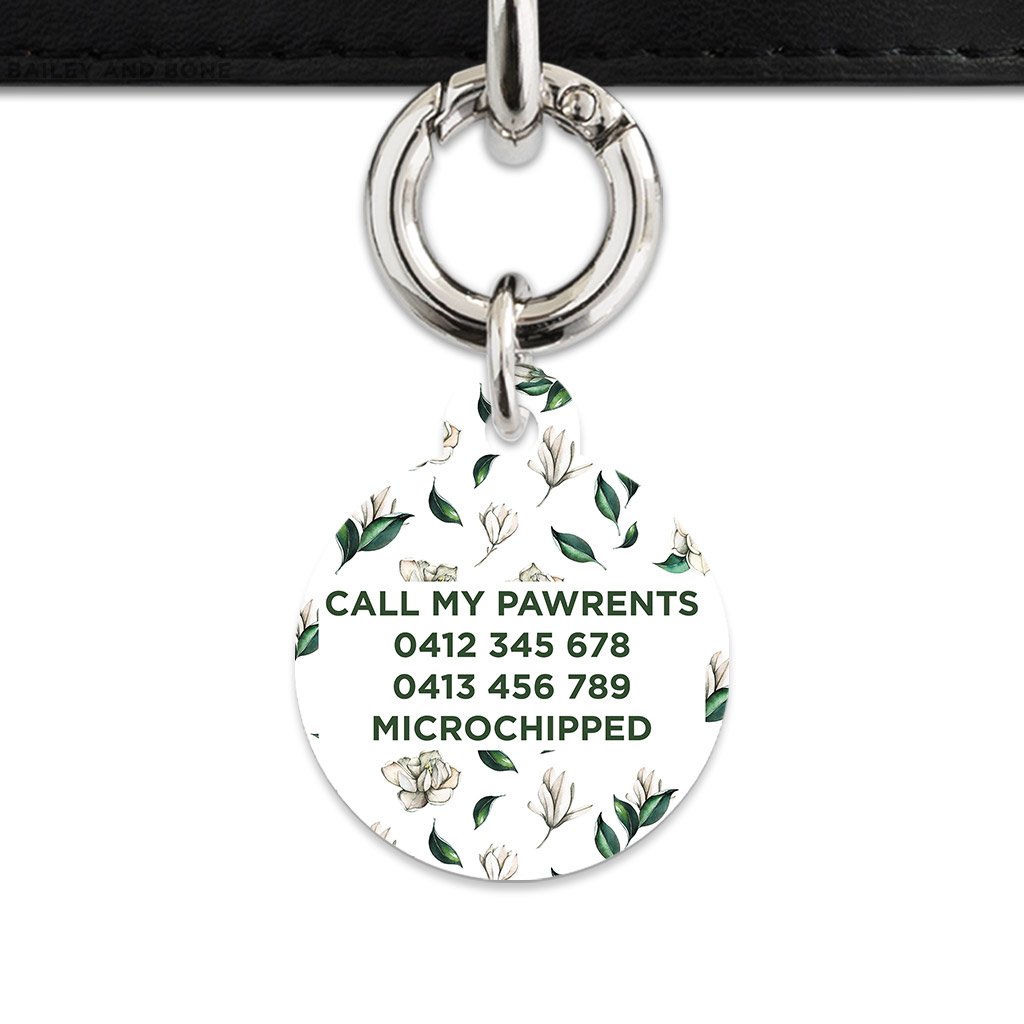Green And White Magnolia Pet Tag