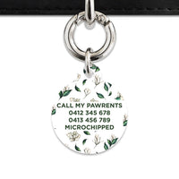 Green And White Magnolia Pet ID Tag