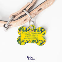 Bailey And Bone Pet Tag Green And Yellow Cactus Pet Tag