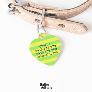Bailey And Bone Pet Tag Green And Yellow Stripes Pet Tag
