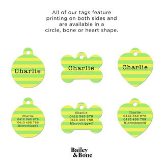 Bailey And Bone Pet Tag Green And Yellow Stripes Pet Tag