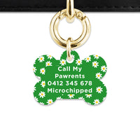 Bailey And Bone Pet Tag Green Daisy Pattern Pet Tag