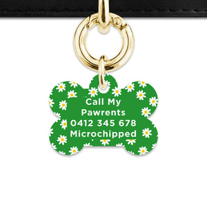 Bailey And Bone Pet Tag Green Daisy Pattern Pet Tag