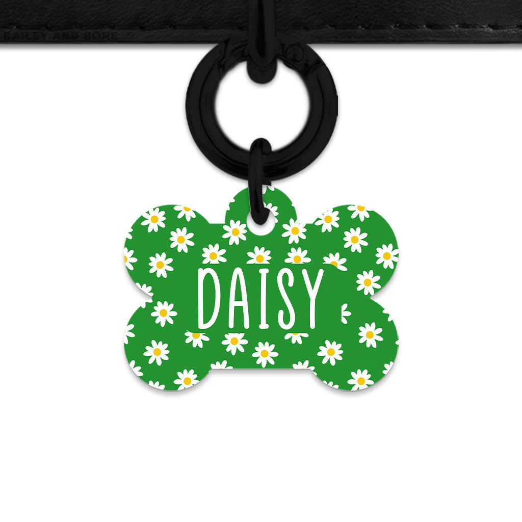 Bailey And Bone Pet Tag Green Daisy Pattern Pet Tag