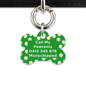 Bailey And Bone Pet Tag Green Daisy Pattern Pet Tag