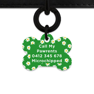 Bailey And Bone Pet Tag Green Daisy Pattern Pet Tag