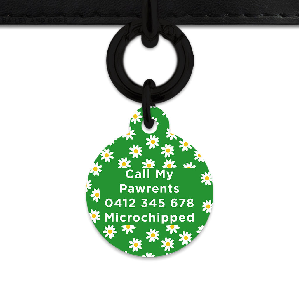 Bailey And Bone Pet Tag Green Daisy Pattern Pet Tag