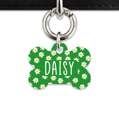 Bailey And Bone Pet Tag Green Daisy Pattern Pet Tag