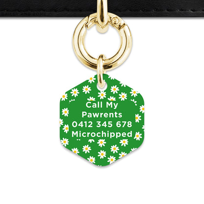 Bailey And Bone Pet Tag Green Daisy Pattern Pet Tag