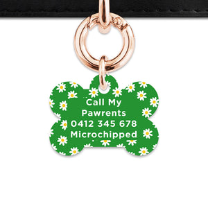 Bailey And Bone Pet Tag Green Daisy Pattern Pet Tag