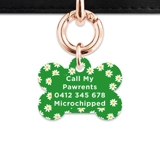 Bailey And Bone Pet Tag Green Daisy Pattern Pet Tag