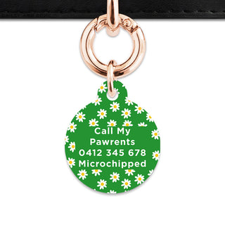 Bailey And Bone Pet Tag Green Daisy Pattern Pet Tag