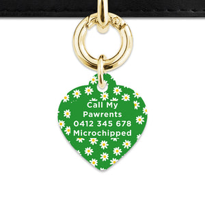 Bailey And Bone Pet Tag Green Daisy Pattern Pet Tag