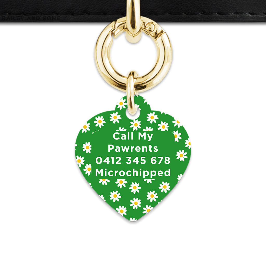 Bailey And Bone Pet Tag Green Daisy Pattern Pet Tag