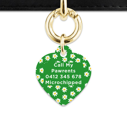 Bailey And Bone Pet Tag Green Daisy Pattern Pet Tag