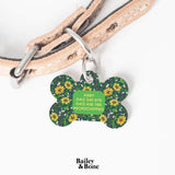 Bailey And Bone Pet Tag Green Garden Sunflowers Pet Tag